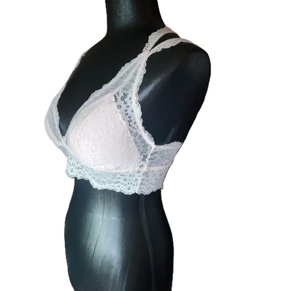 Aerie Pink Lace V Neck Bralette Small NWT - Picture 2 of 4